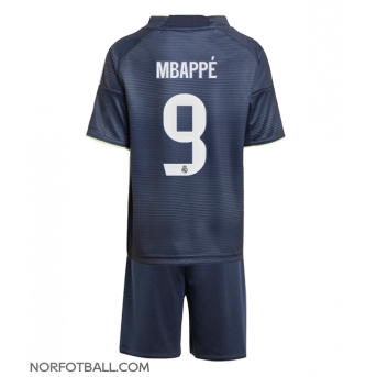 Billige Fotballdrakt Real Madrid Kylian Mbappe #9 Replika Bortedraktsett Barn 2025-26 Kortermet (med bukser)